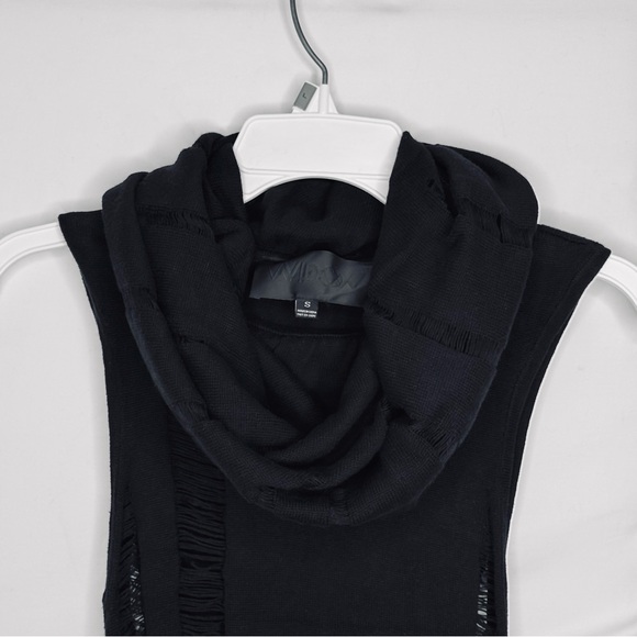 Dolls Kill Widow Black Hooded Distressed Knit Sleeveless Dress - Picture 4 of 7